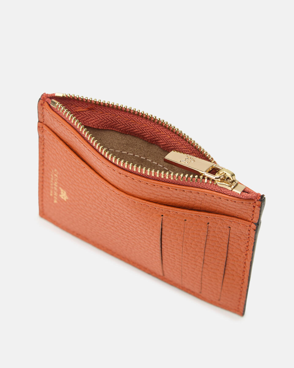Card holder with zip Orange  - Women's Wallets - Women's Wallets - Wallets - Cuoieria Fiorentina