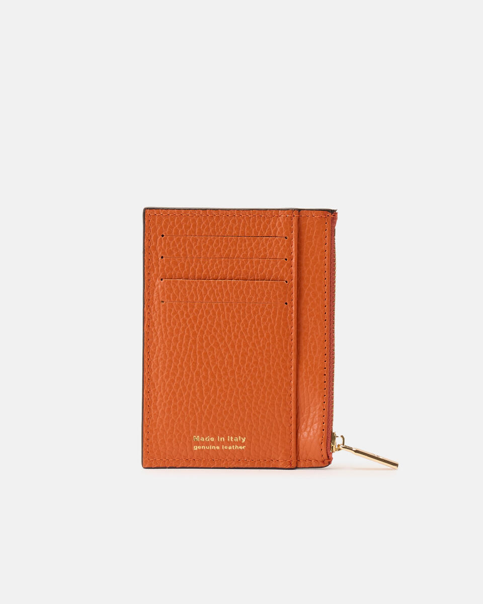 Card holder with zip Orange  - Women's Wallets - Women's Wallets - Wallets - Cuoieria Fiorentina