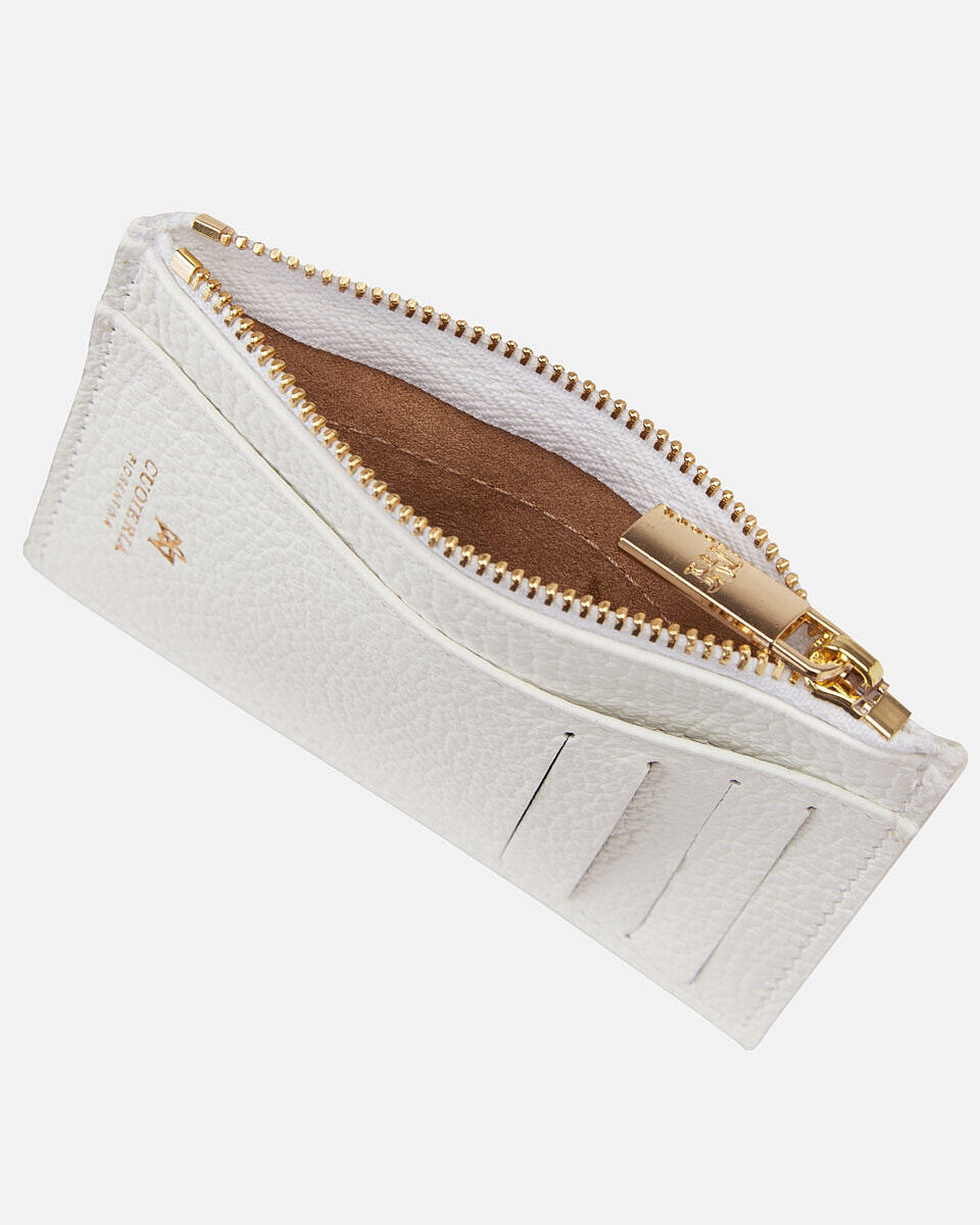 Card holder with zip White  - Women's Wallets - Wallets - Cuoieria Fiorentina