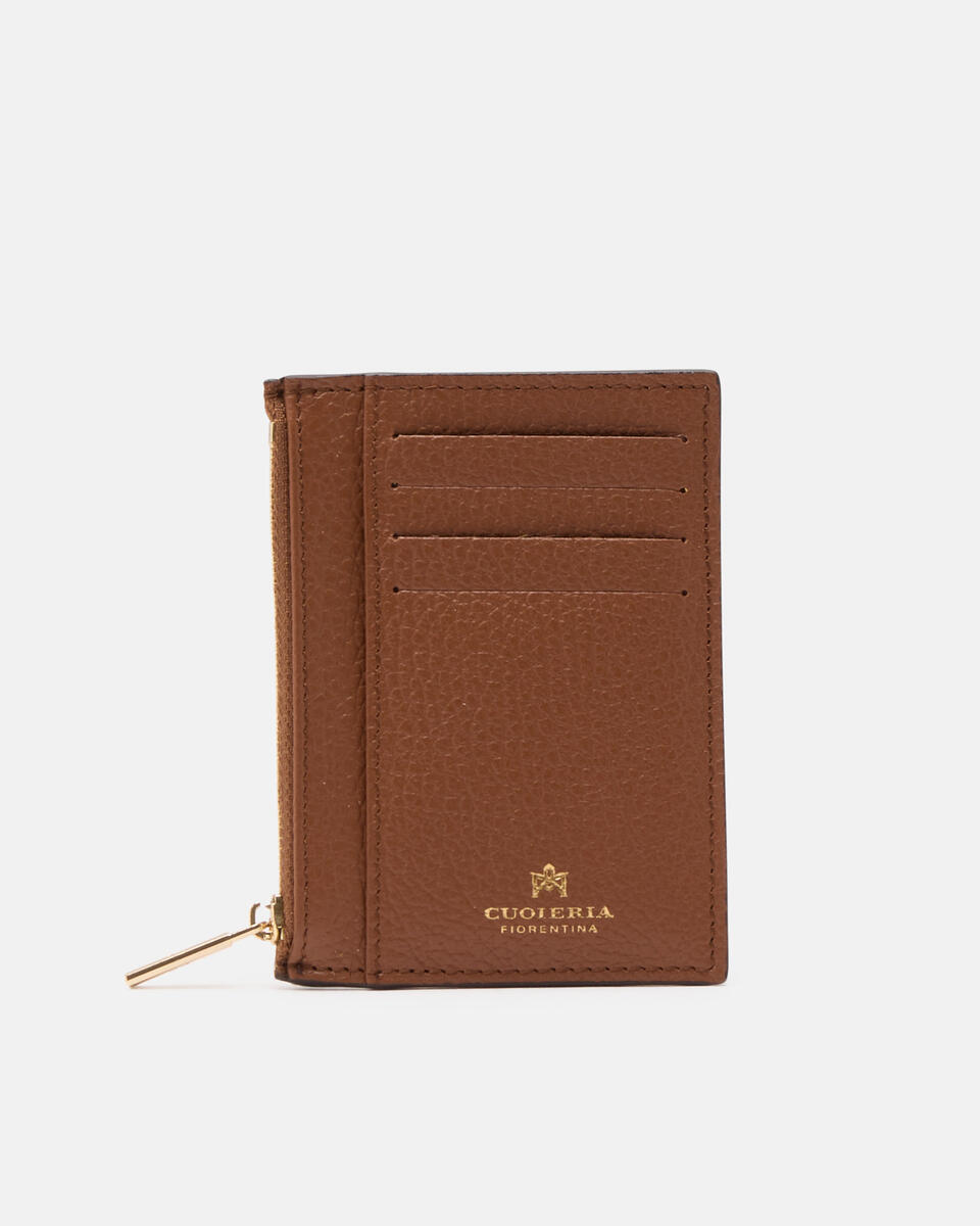 Card holder with zip Caramel  - Women's Wallets - Wallets - Cuoieria Fiorentina