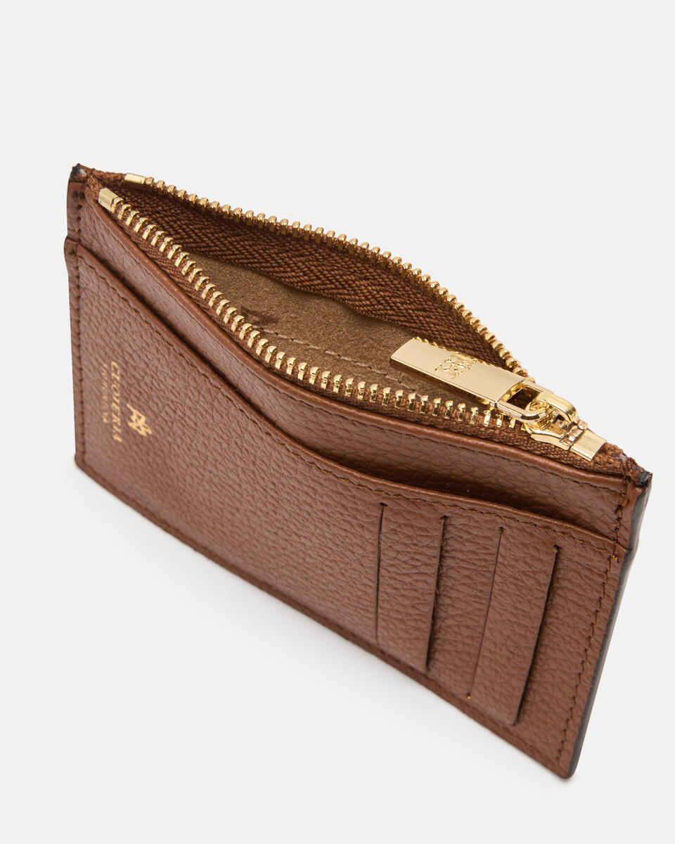 Card holder with zip Caramel  - Women's Wallets - Wallets - Cuoieria Fiorentina