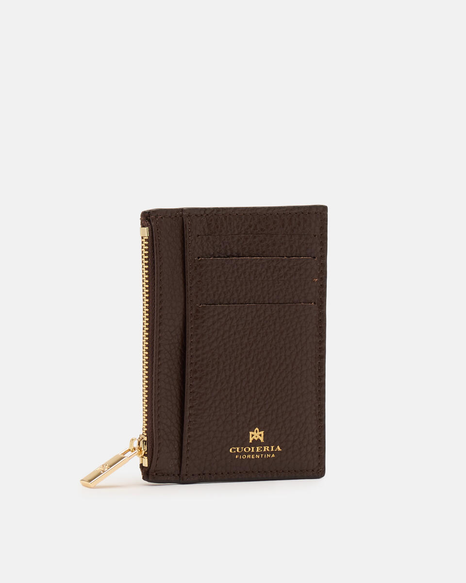 Card holder with zip Chocolate  - Women's Wallets - Women's Wallets - Wallets - Cuoieria Fiorentina