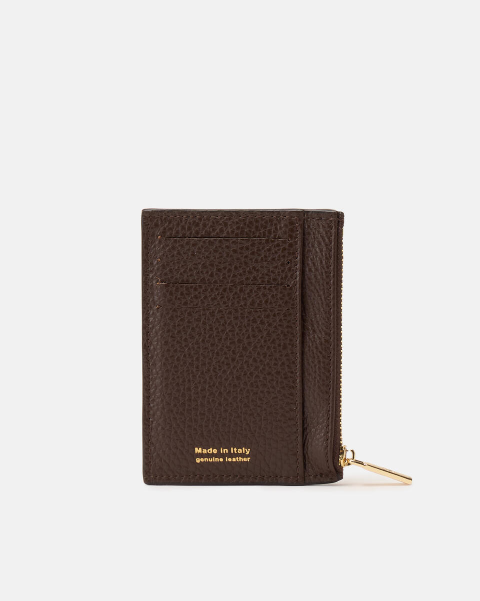 Card holder with zip Chocolate  - Women's Wallets - Women's Wallets - Wallets - Cuoieria Fiorentina
