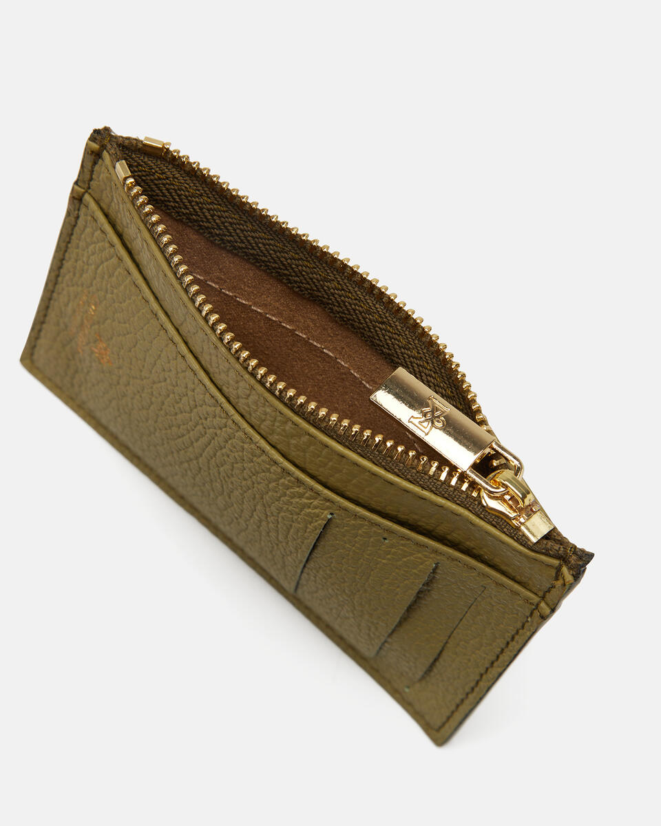 Card holder with zip Olive  - Women's Wallets - Wallets - Cuoieria Fiorentina