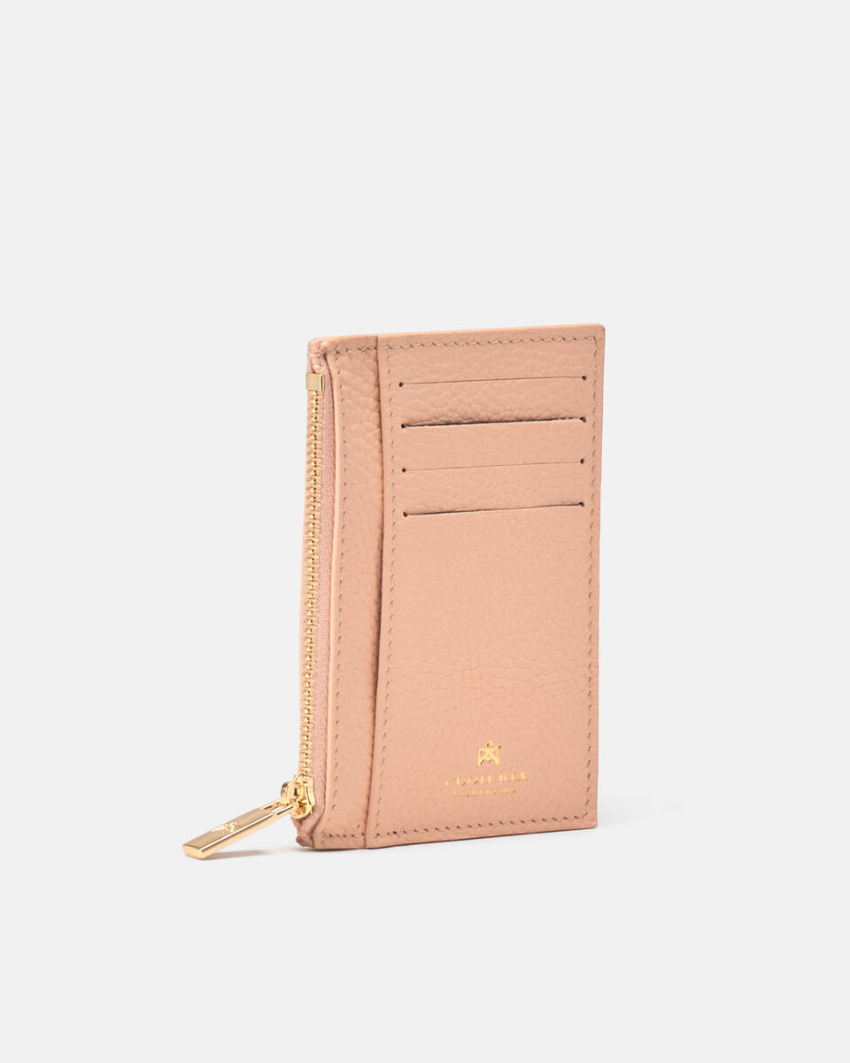 Card holder with zip Peach  - Women's Wallets - Wallets - Cuoieria Fiorentina