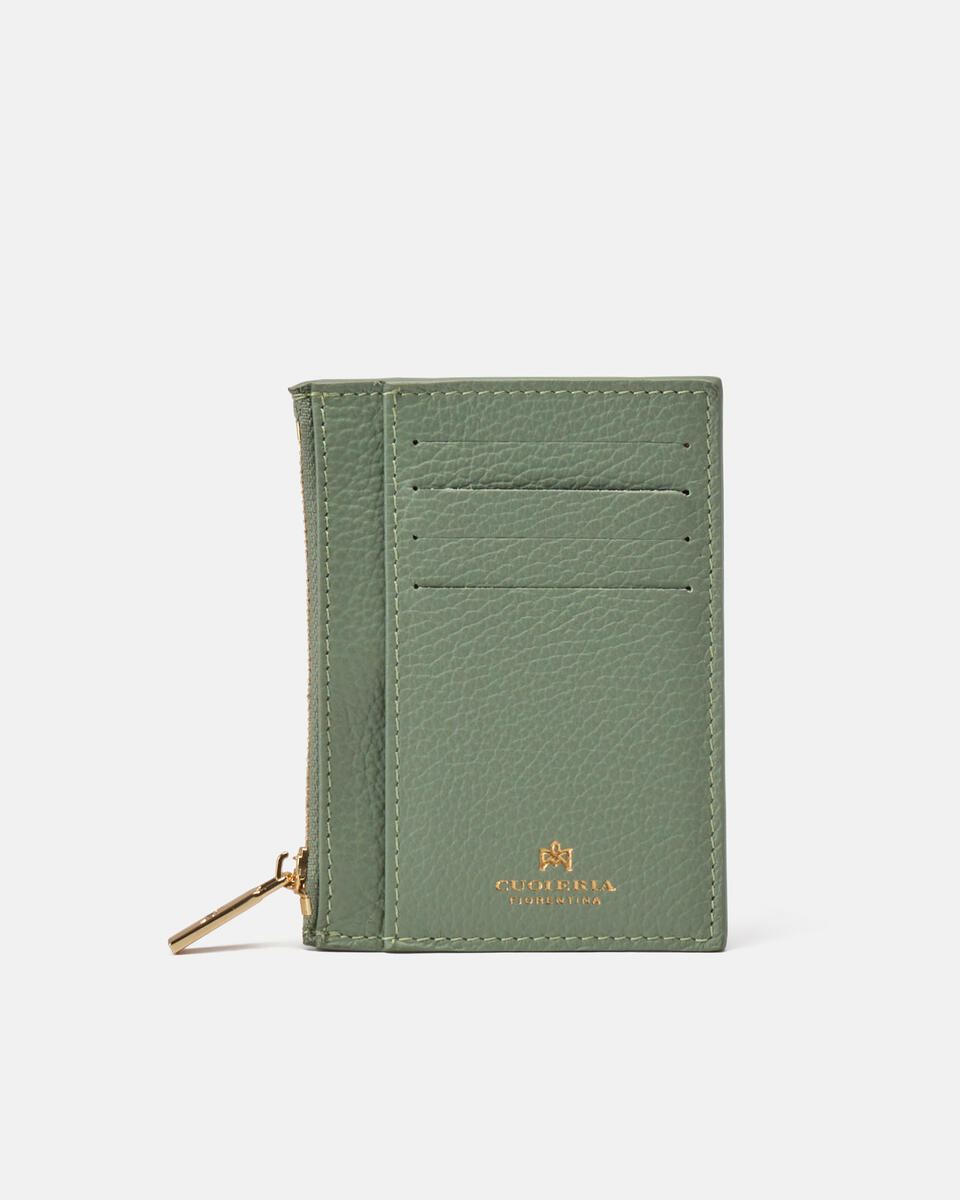 Card holder with zip Sage green  - Women's Wallets - Wallets - Cuoieria Fiorentina