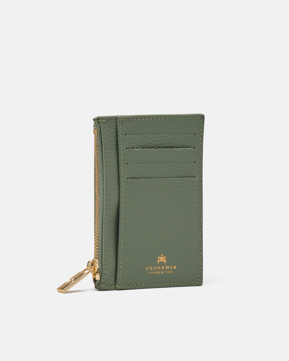 Card holder with zip Sage green  - Women's Wallets - Wallets - Cuoieria Fiorentina