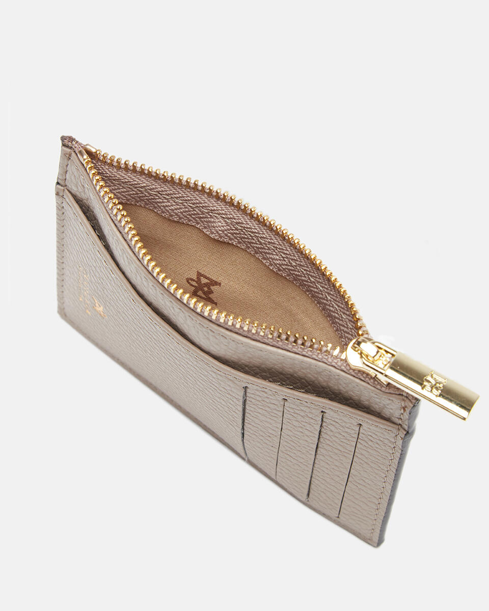 Card holder with zip Taupe  - Women's Wallets - Women's Wallets - Wallets - Cuoieria Fiorentina