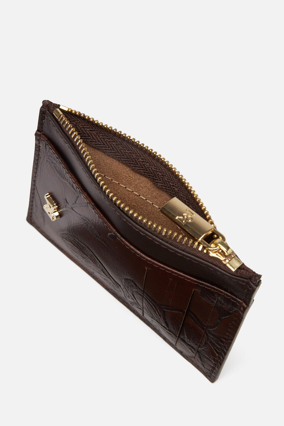 Card holder with zip Mahogany  - Women's Wallets - Women's Wallets - Wallets - Cuoieria Fiorentina