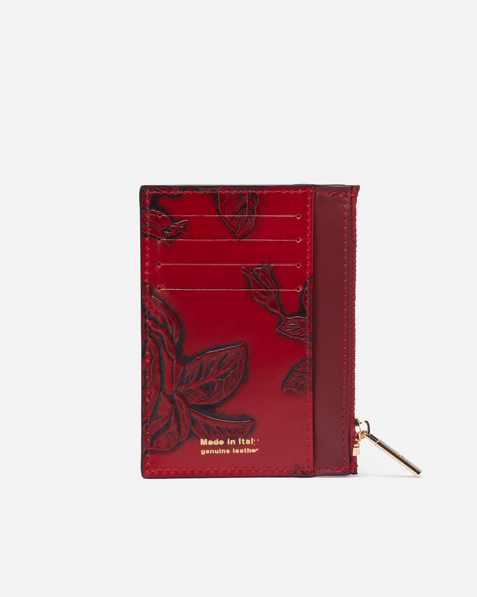 Card holder with zip Red  - Women's Wallets - Women's Wallets - Wallets - Cuoieria Fiorentina