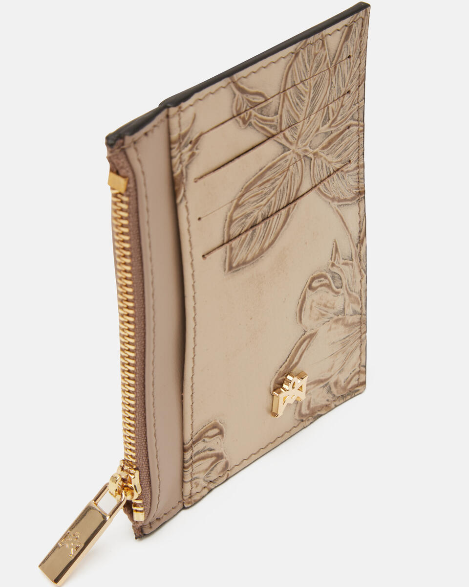 Card holder with zip Taupe  - Women's Wallets - Women's Wallets - Wallets - Cuoieria Fiorentina