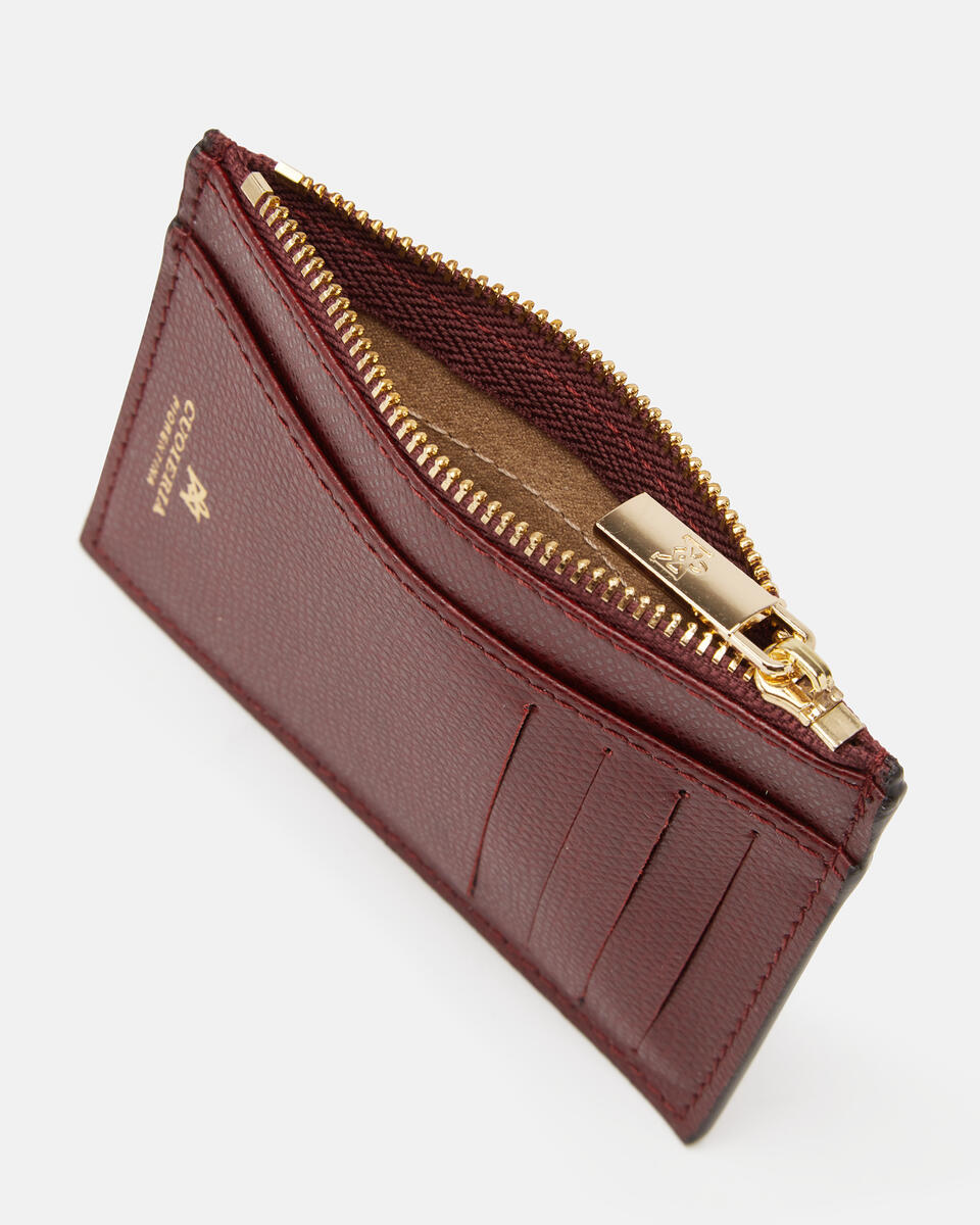 Card holder with zip Bordeaux  - Women's Wallets - Wallets - Cuoieria Fiorentina