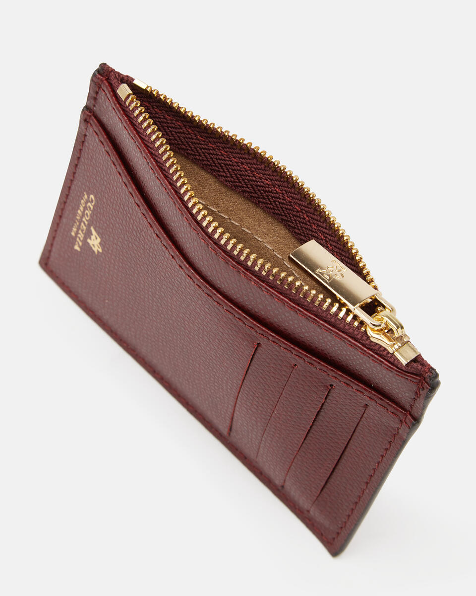 Bella Portacarte con zip Bordeaux  - Portafogli Donna - Portafogli - Cuoieria Fiorentina