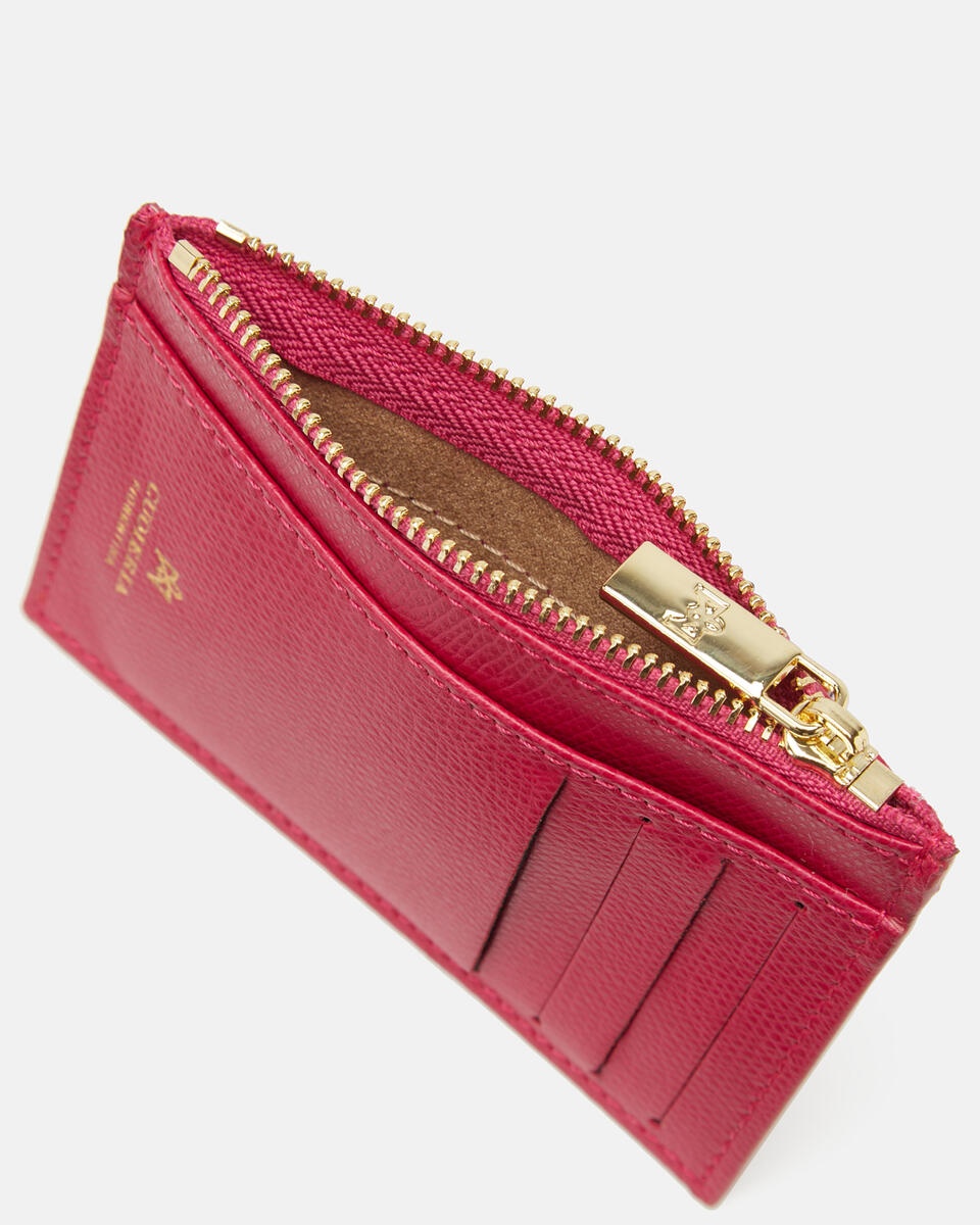 Card holder with zip Fuchsia   - Women's Wallets - Wallets - Cuoieria Fiorentina