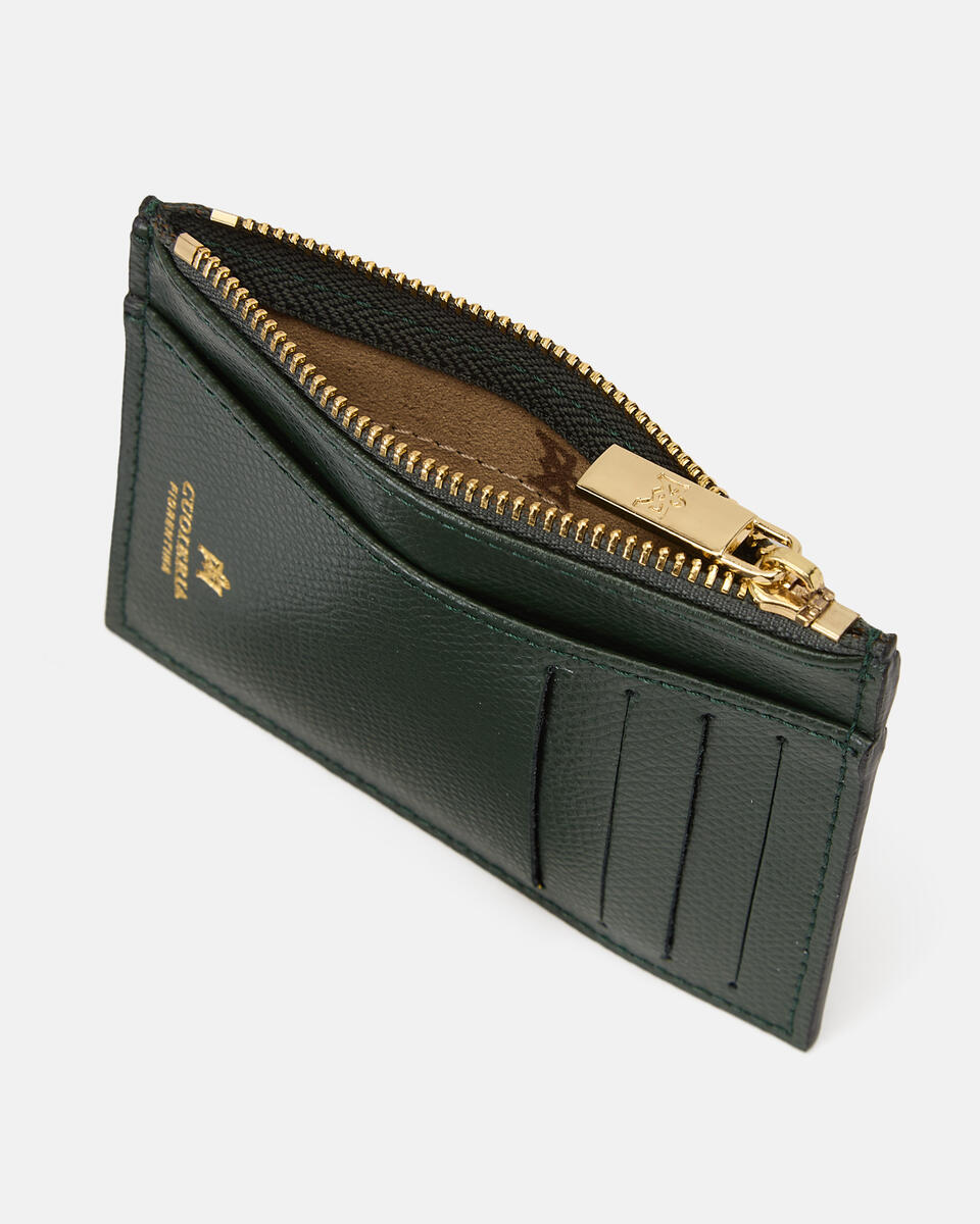 Card holder with zip Moss  - Women's Wallets - Women's Wallets - Wallets - Cuoieria Fiorentina