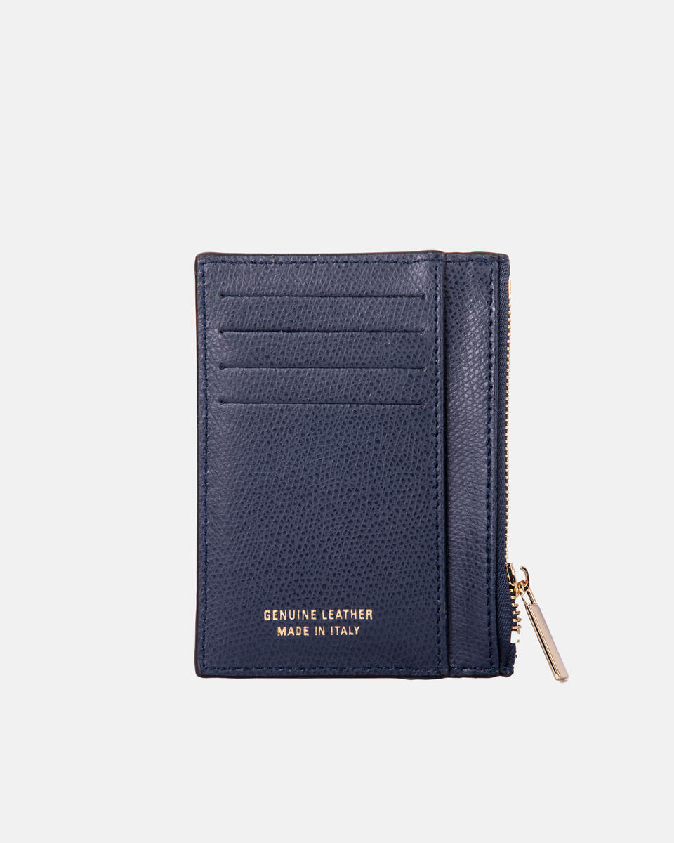 Card holder with zip Navy  - Women's Wallets - Women's Wallets - Wallets - Cuoieria Fiorentina