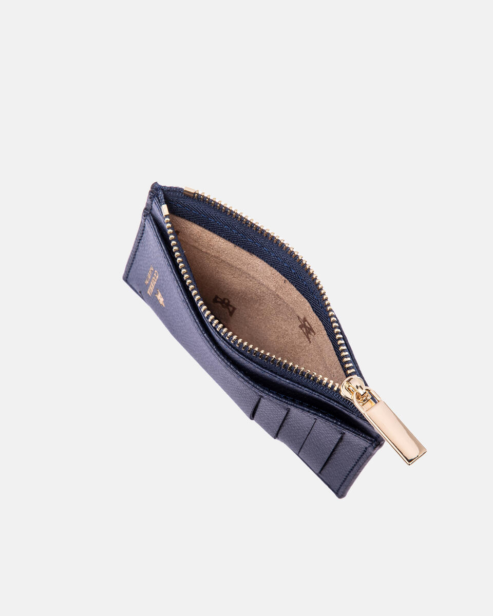 Card holder with zip Navy  - Women's Wallets - Women's Wallets - Wallets - Cuoieria Fiorentina