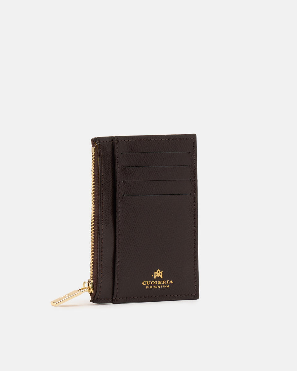 Card holder with zip Dark brown  - Women's Wallets - Women's Wallets - Wallets - Cuoieria Fiorentina