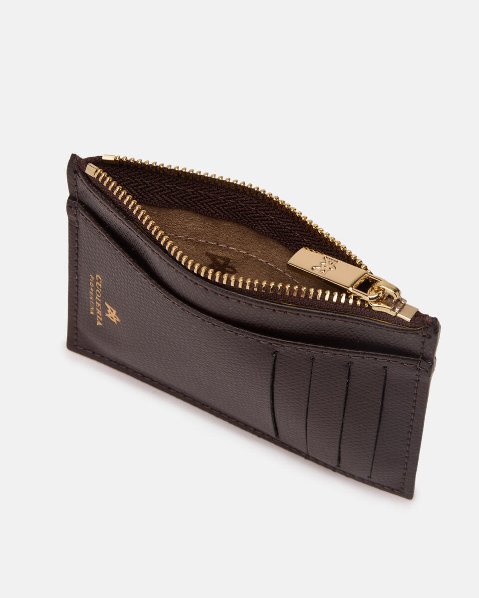 Card holder with zip Dark brown  - Women's Wallets - Women's Wallets - Wallets - Cuoieria Fiorentina