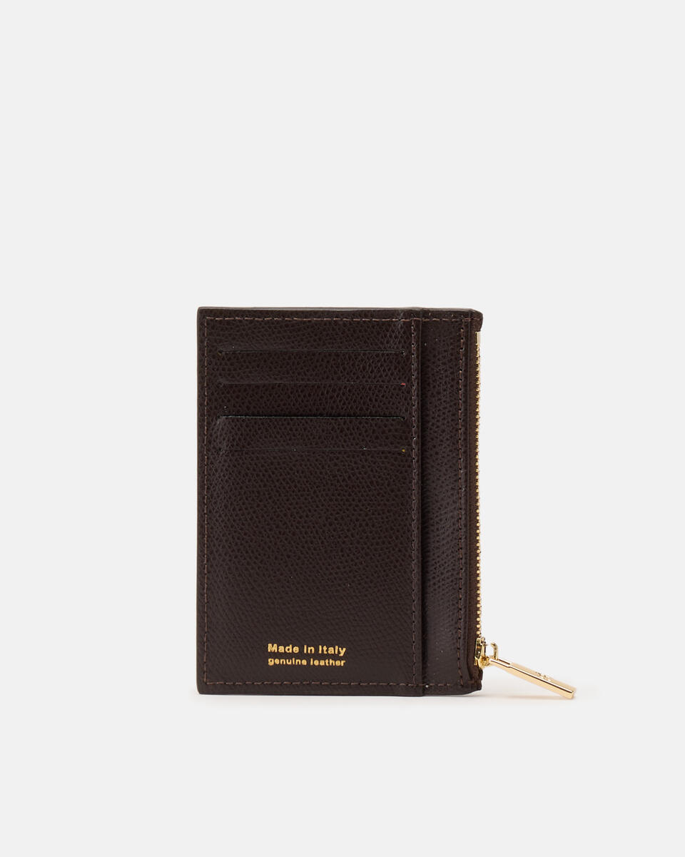 Card holder with zip Dark brown  - Women's Wallets - Women's Wallets - Wallets - Cuoieria Fiorentina