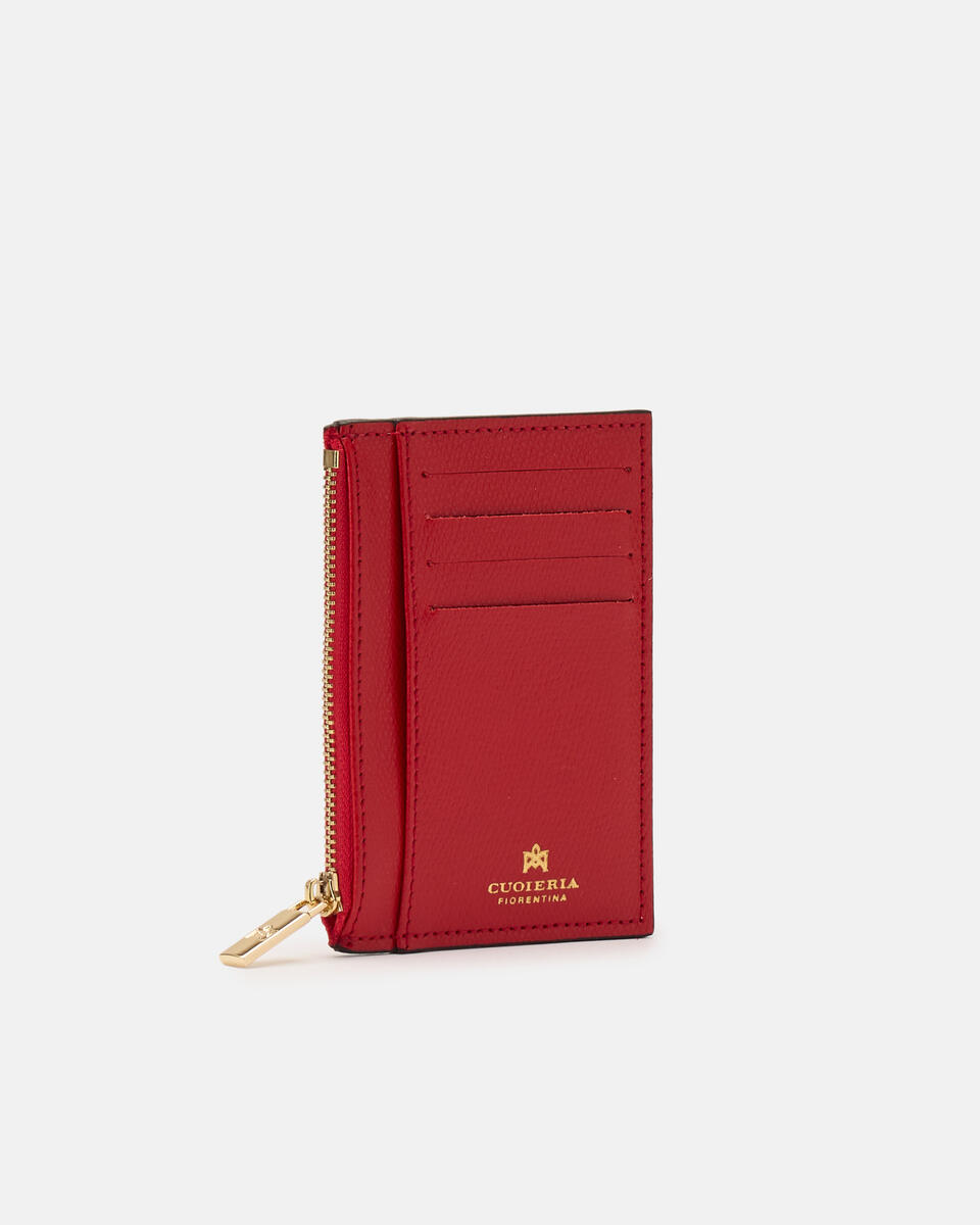 Card holder with zip Tomato  - Women's Wallets - Women's Wallets - Wallets - Cuoieria Fiorentina