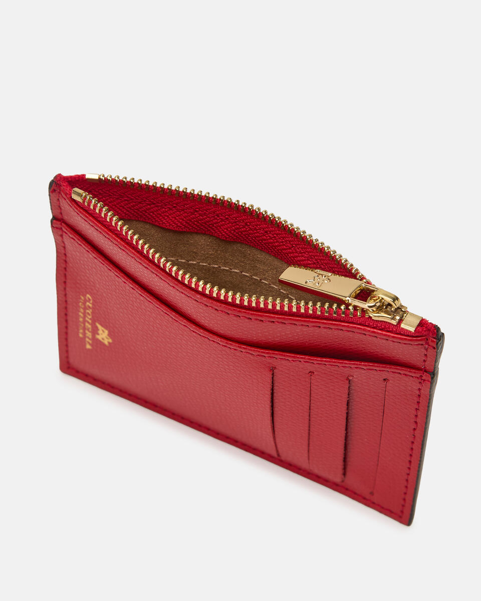 Card holder with zip Tomato  - Women's Wallets - Women's Wallets - Wallets - Cuoieria Fiorentina