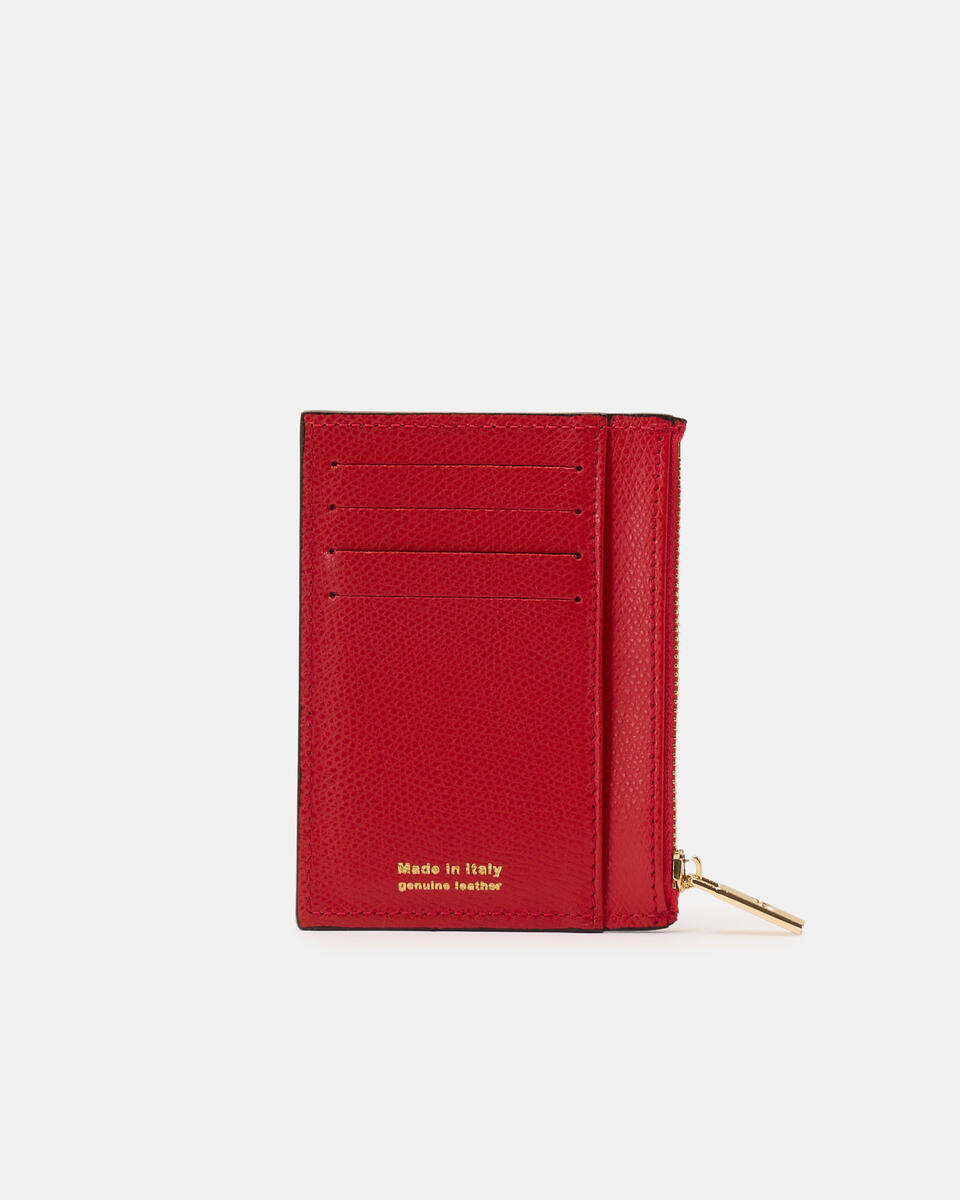 Card holder with zip Tomato  - Women's Wallets - Women's Wallets - Wallets - Cuoieria Fiorentina