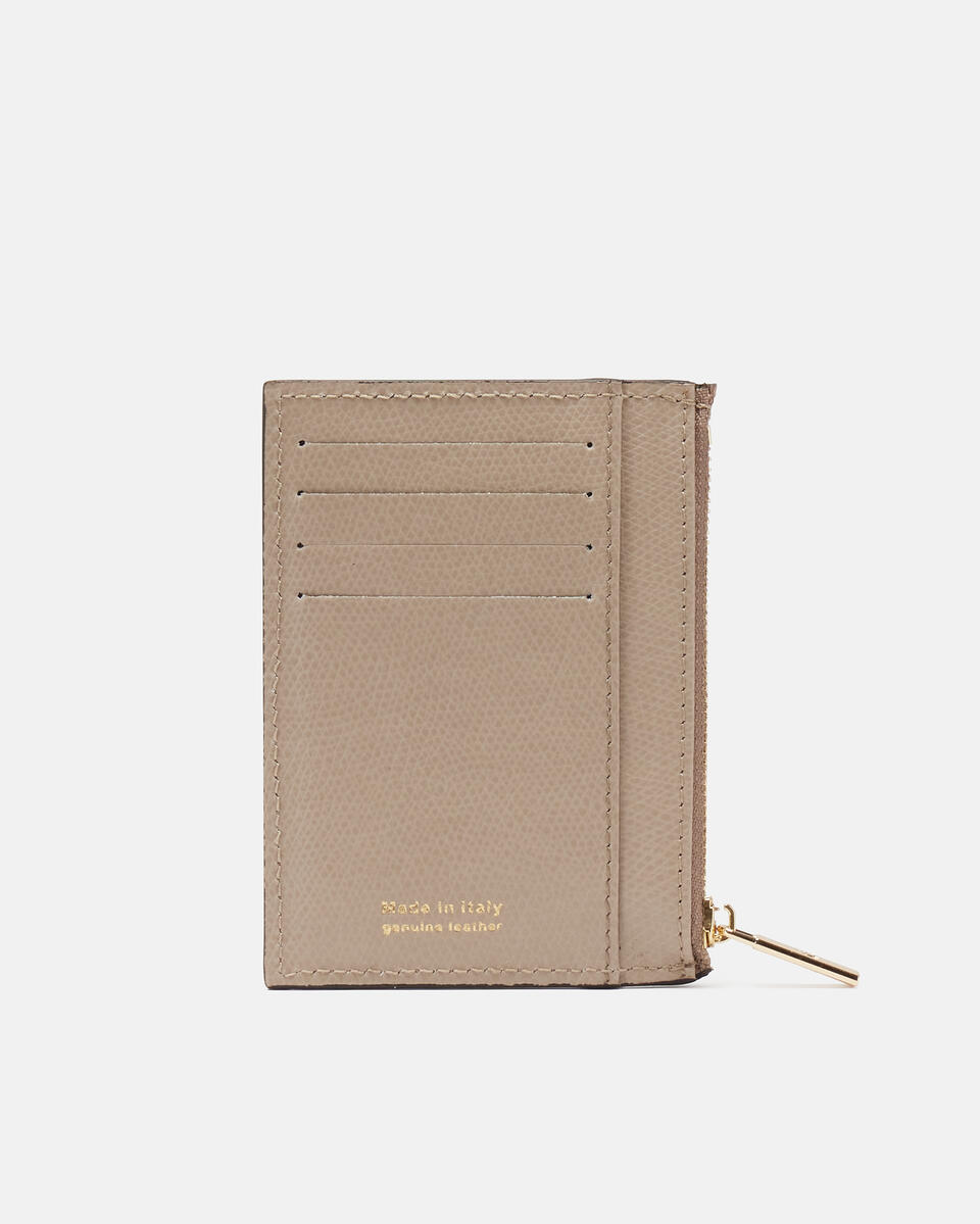 Bella Portacarte con zip Taupe  - Portafogli Donna - Portafogli - Cuoieria Fiorentina