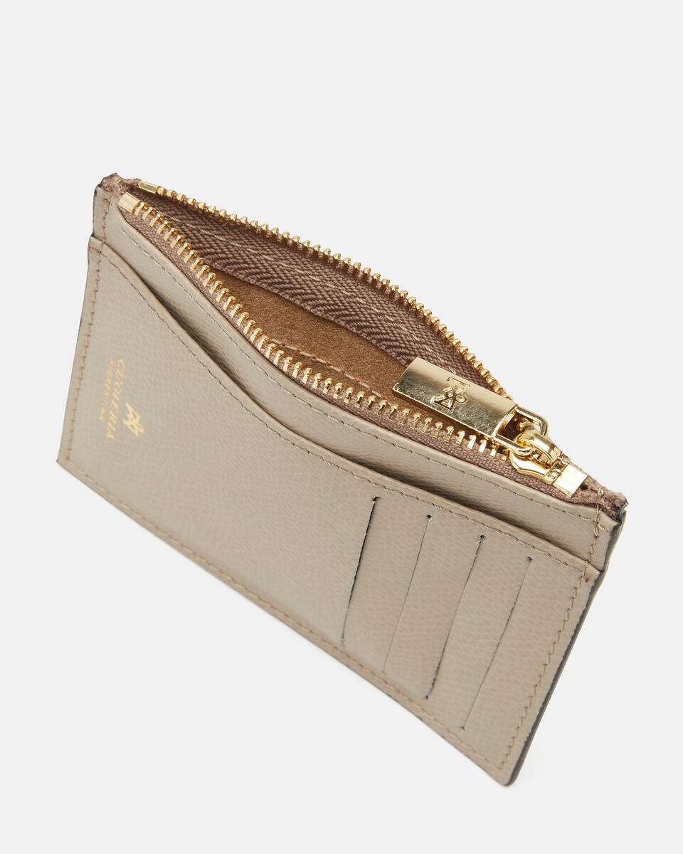 Bella Portacarte con zip Taupe  - Portafogli Donna - Portafogli - Cuoieria Fiorentina