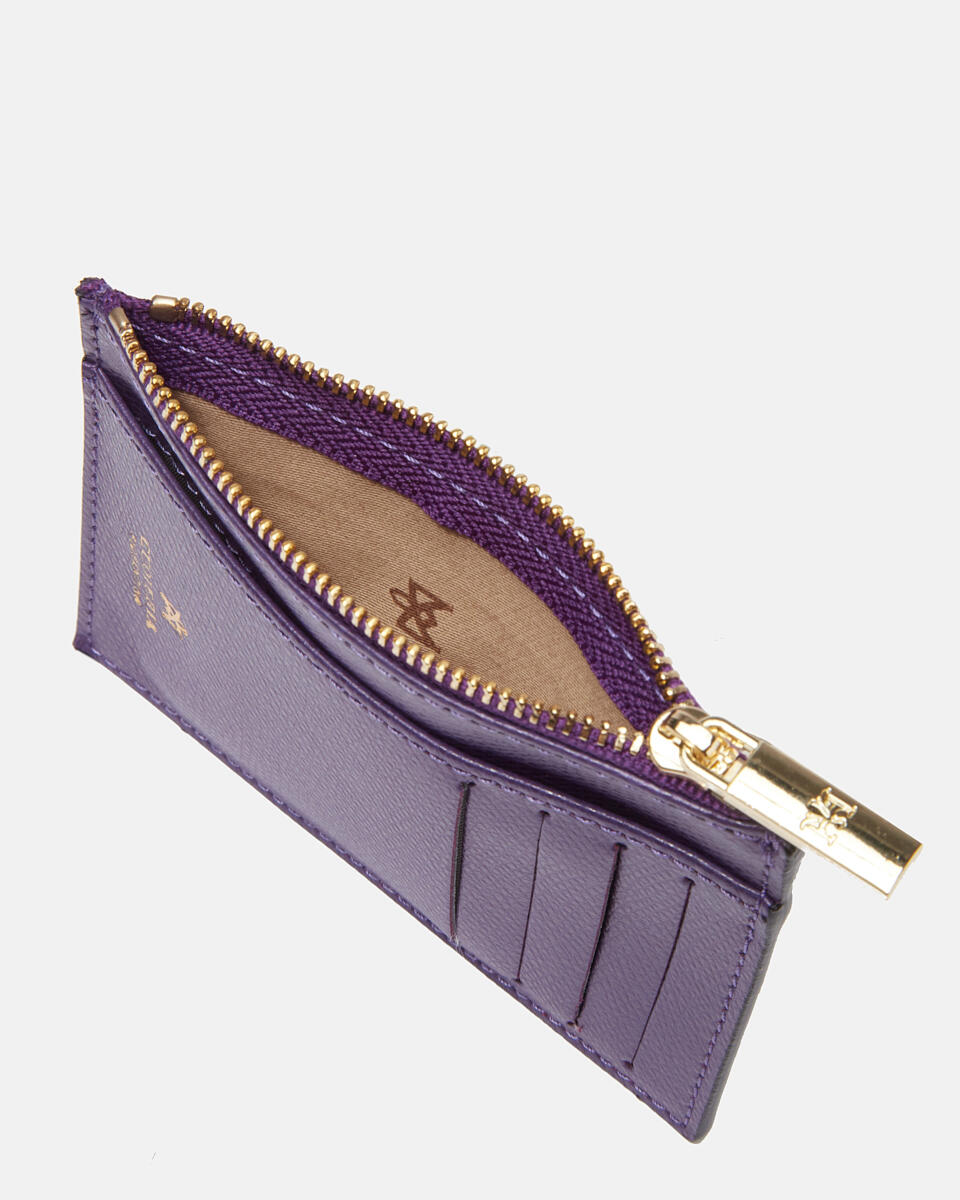 Card holder with zip Purple  - Women's Wallets - Women's Wallets - Wallets - Cuoieria Fiorentina