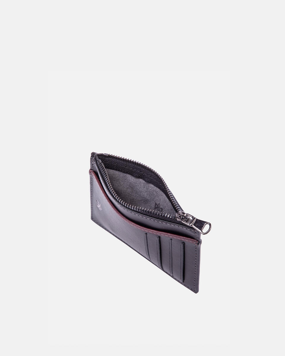 Card holder with zip Blackbordeaux  - Women's Wallets - Men's Wallets - Wallets - Cuoieria Fiorentina