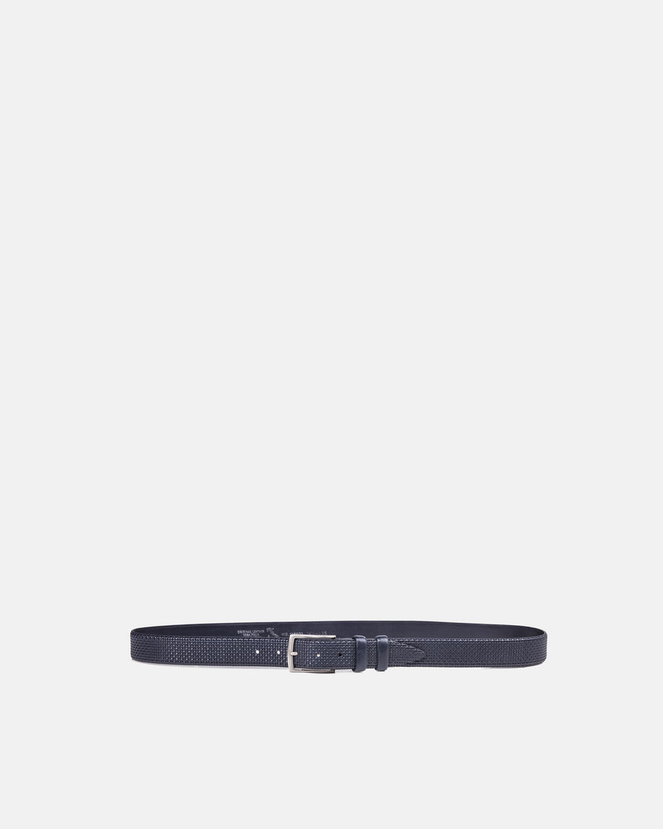 Cintura motivo a treccia 3,5cm Blu  - Cinture Uomo - Cinture - Cuoieria Fiorentina