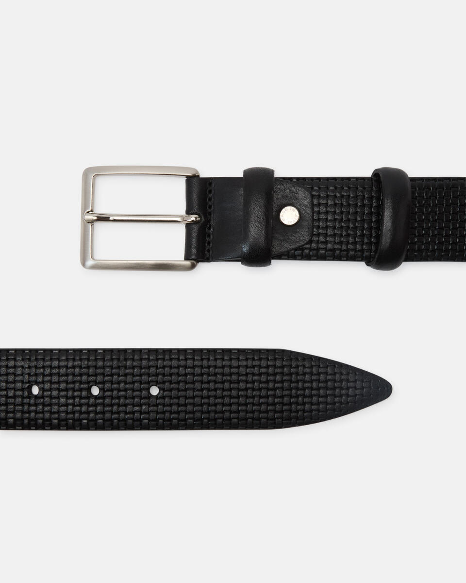 BRAIDED-EFFECT BELT Black  - Men Belts - Belts - Cuoieria Fiorentina