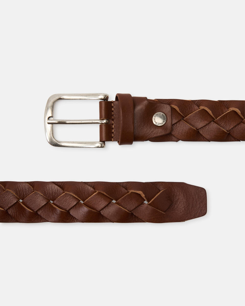 Braided belt Brown  - Men Belts - Belts - Cuoieria Fiorentina