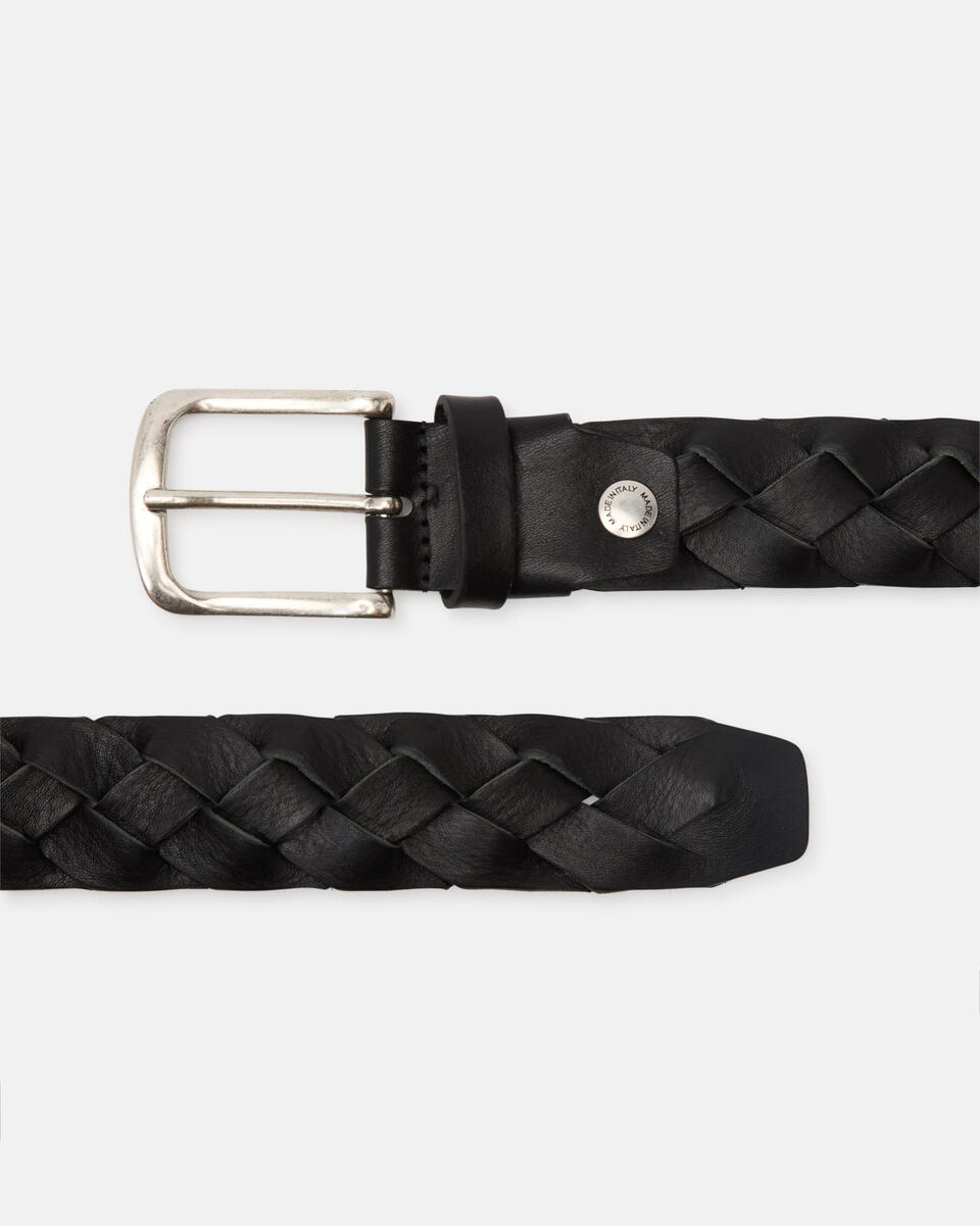 Braided belt Black  - Men Belts - Belts - Cuoieria Fiorentina