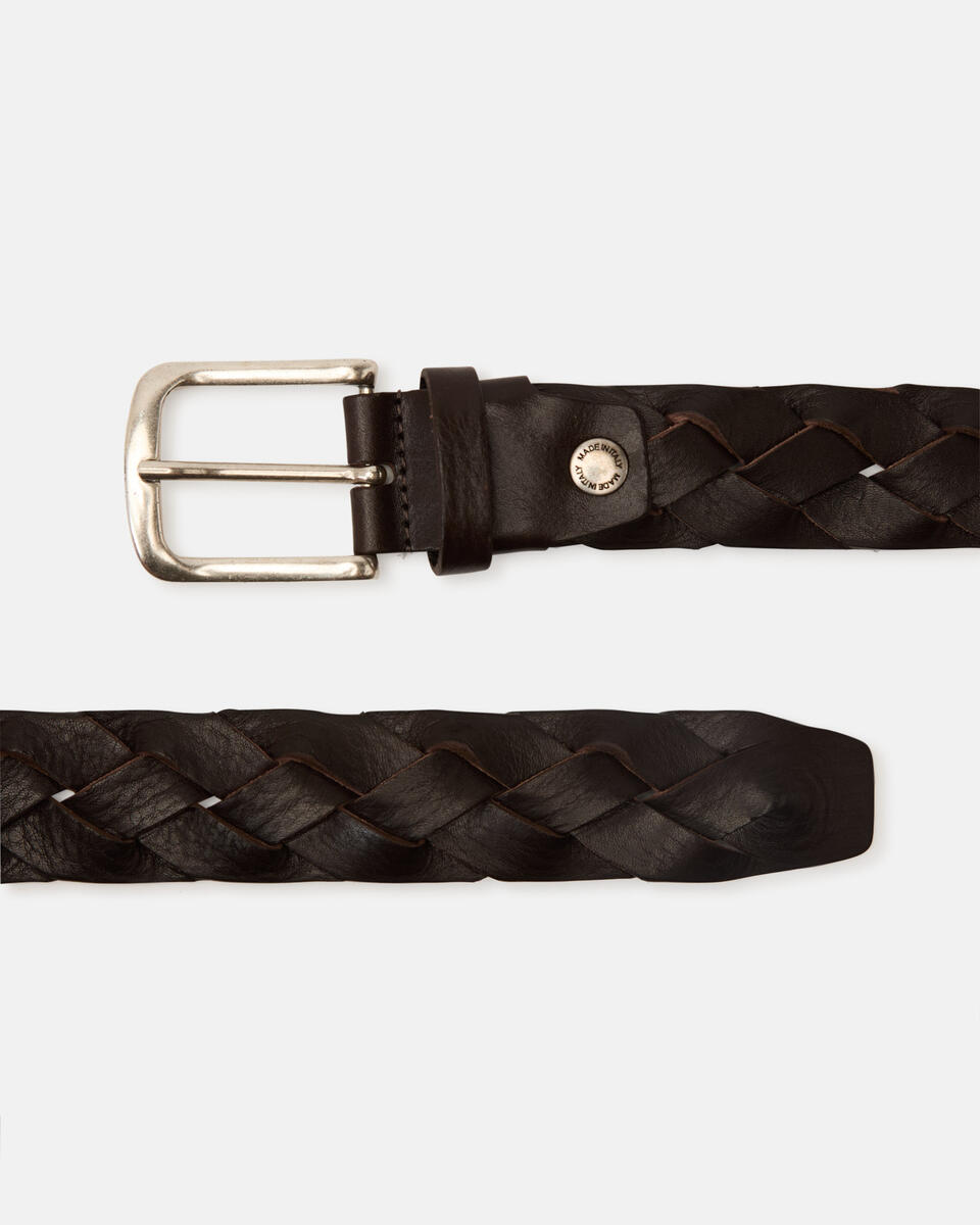 Braided belt Dark brown  - Men Belts - Belts - Cuoieria Fiorentina