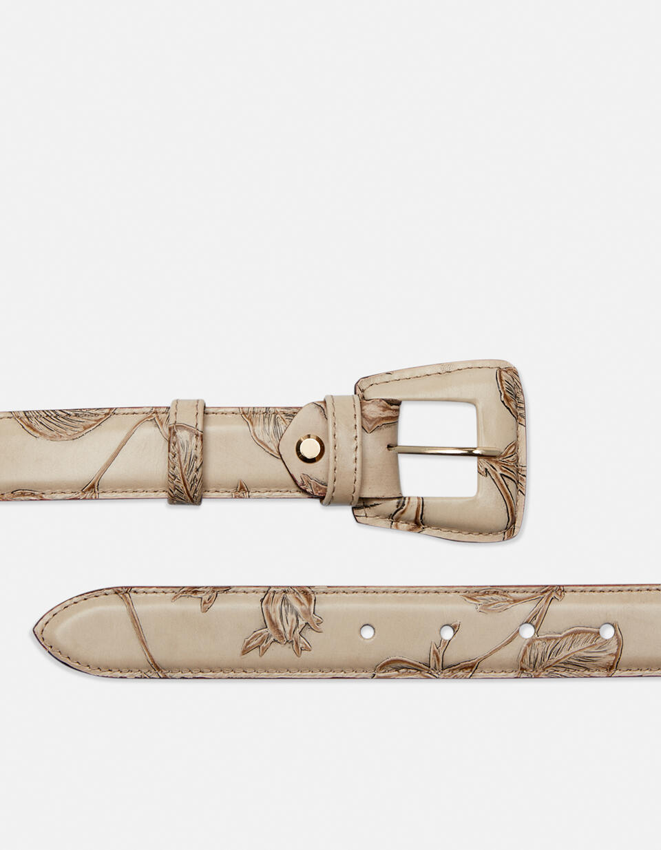 Belt with banded buckle - Women's Belts | Belts Mimì TAUPE - Women's Belts | BeltsCuoieria Fiorentina