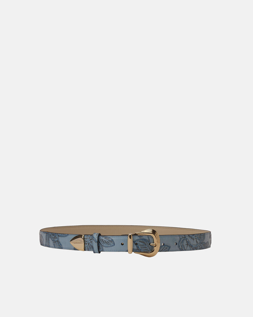 Mimì belt 30 mm metal tip Celeste  - Cinture Donna - Cinture - Cuoieria Fiorentina
