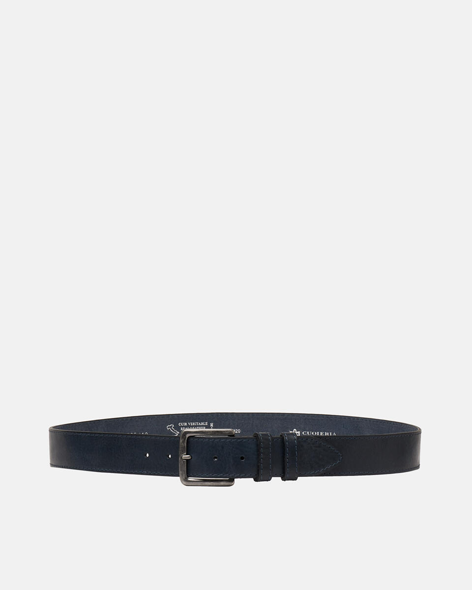 Cintura pelle cm 4 con cucitura Blu  - Cinture Uomo - Cinture - Cuoieria Fiorentina