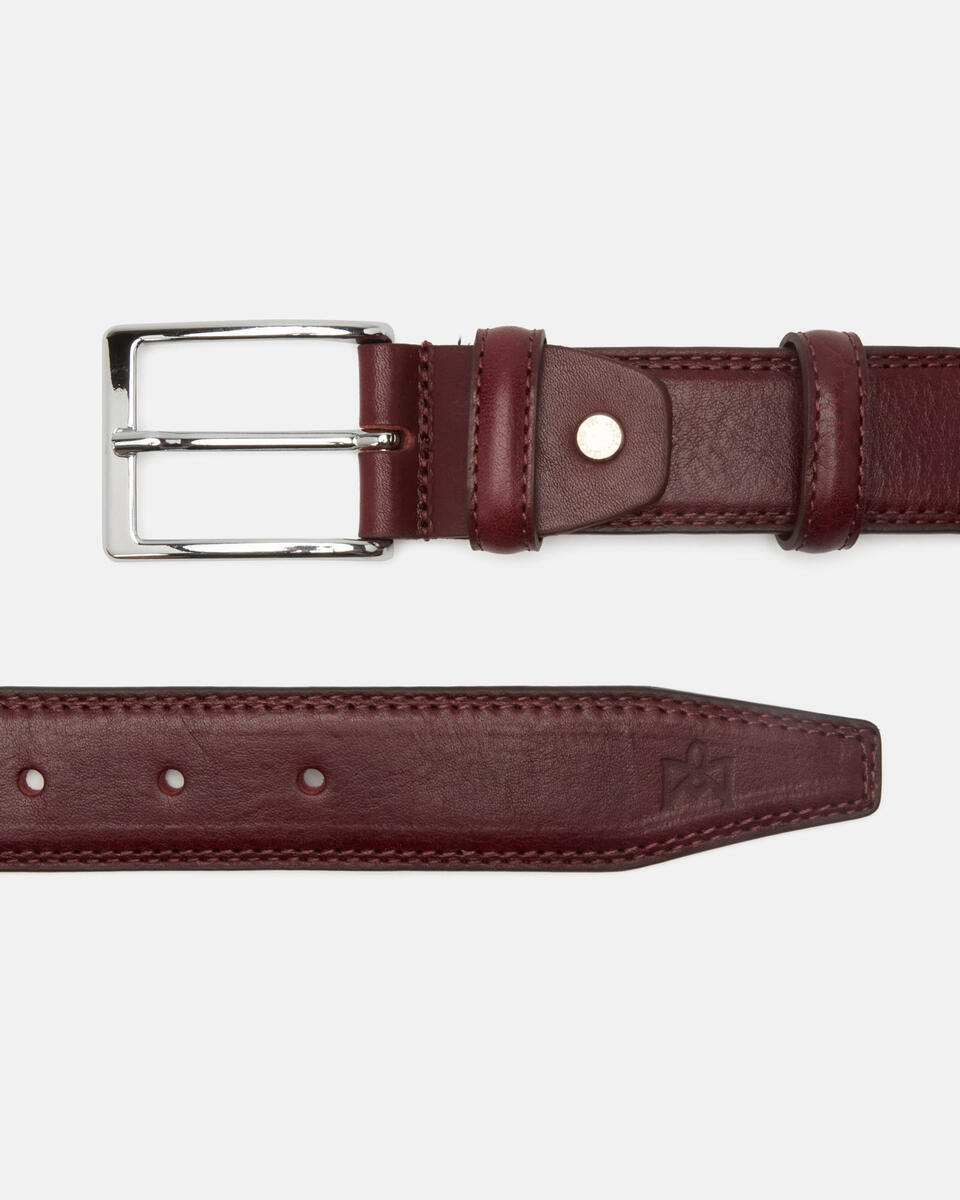 Cintura Elgante doppia cucitura 3,5cm Bordeaux  - Cinture Uomo - Cinture - Cuoieria Fiorentina