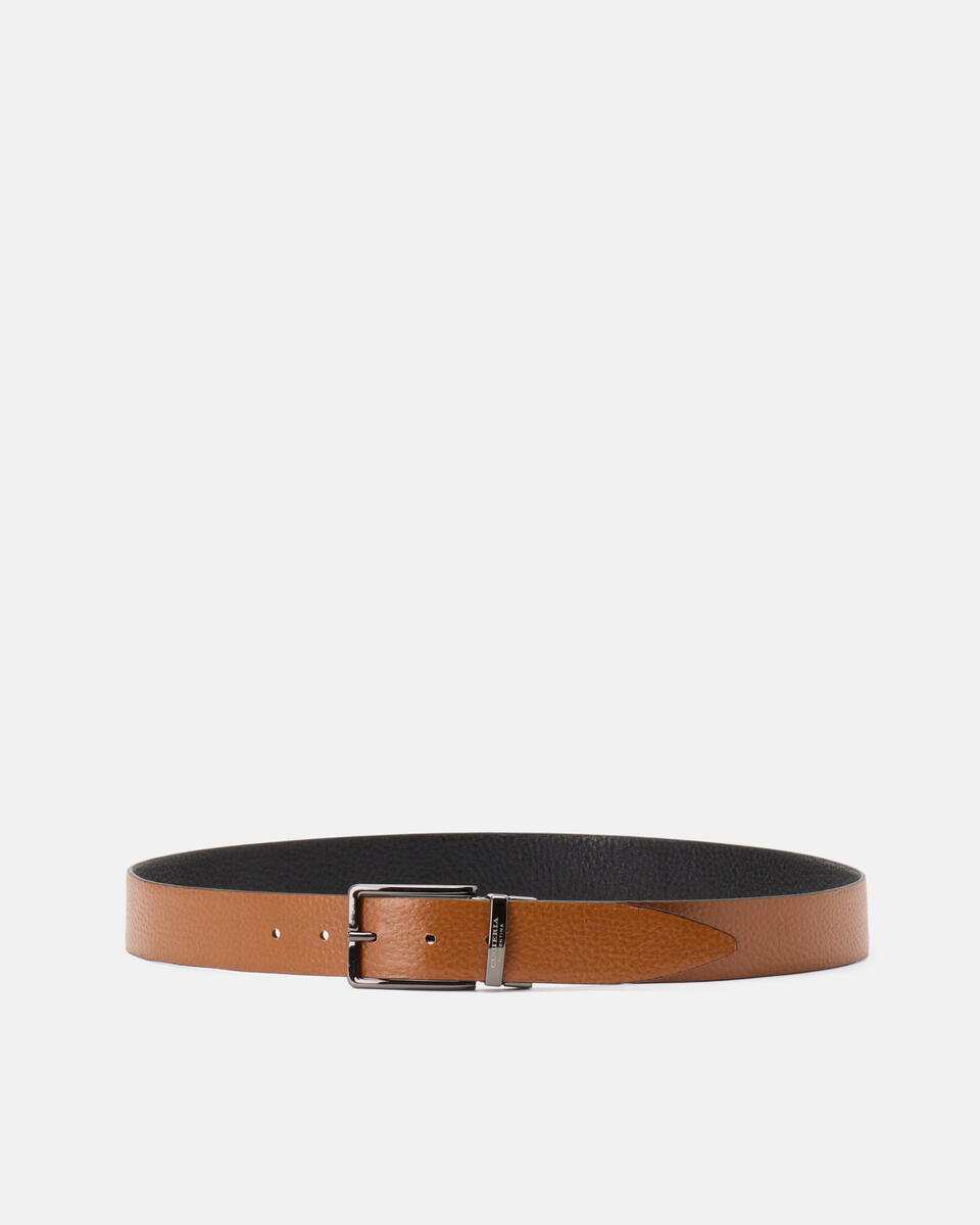 Cintura double fibbia girevole 3,5 cm Neromarrone  - Cinture Uomo - Cinture - Cuoieria Fiorentina