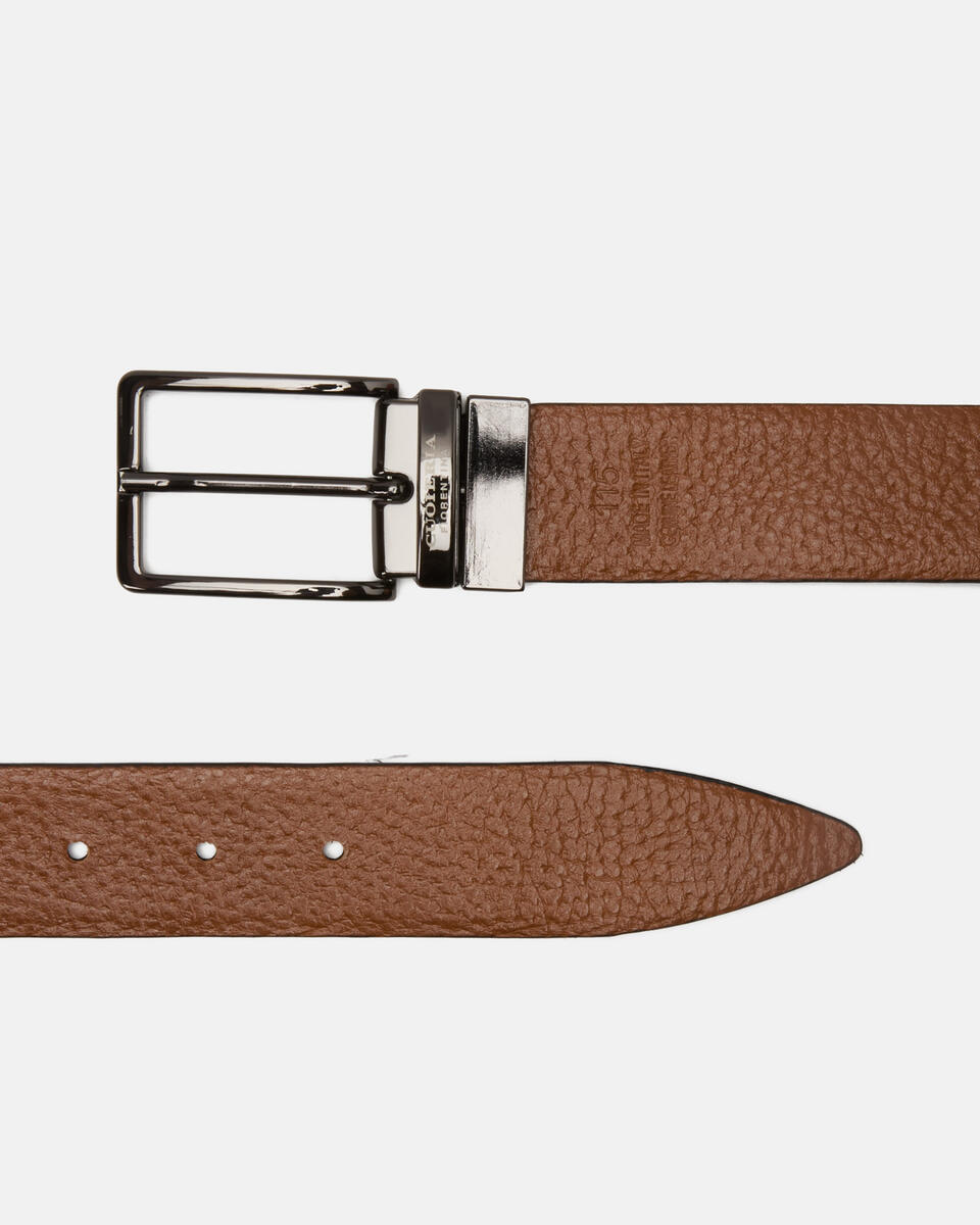 Cintura double fibbia girevole 3,5 cm Neromarrone  - Cinture Uomo - Cinture - Cuoieria Fiorentina