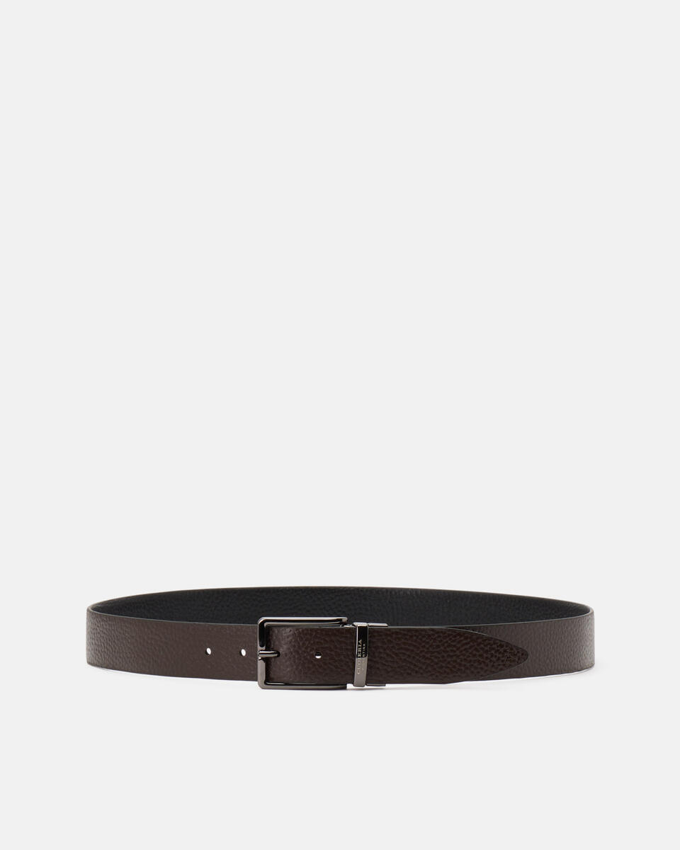 Cintura double fibbia girevole 3,5 cm Nerotesta di moro  - Cinture Uomo - Cinture - Cuoieria Fiorentina