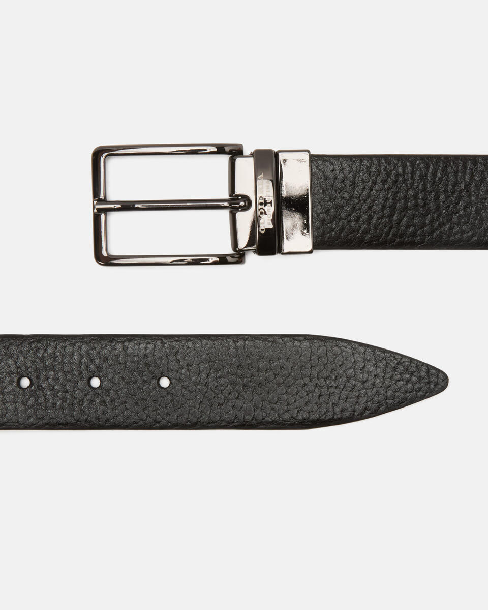 Cintura double fibbia girevole 3,5 cm Nerotesta di moro  - Cinture Uomo - Cinture - Cuoieria Fiorentina