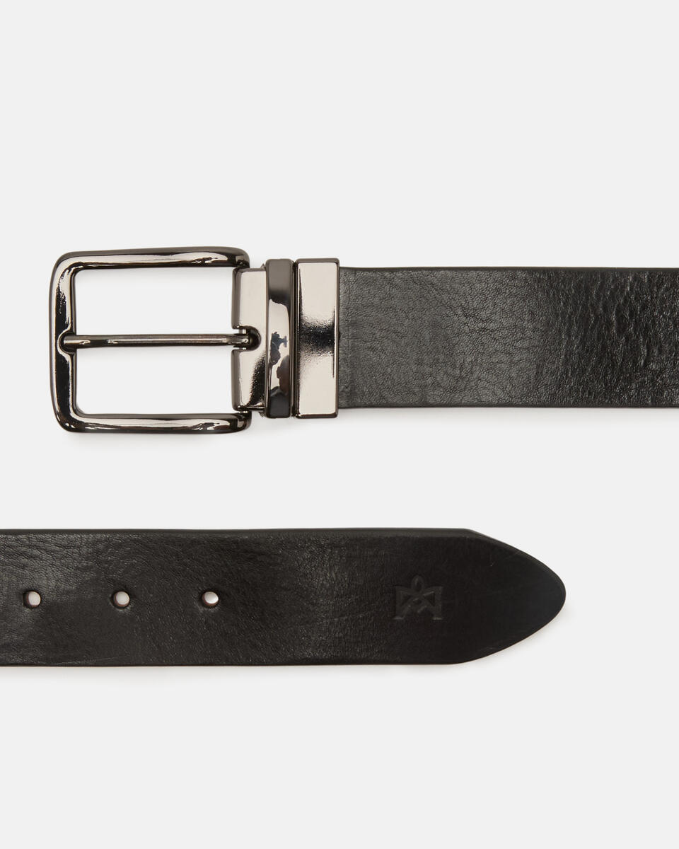 Cintura double fibbia girevole 4 cm Neromarrone  - Cinture Uomo - Cinture - Cuoieria Fiorentina
