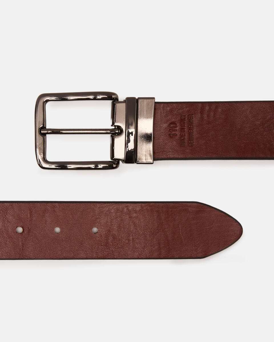 Cintura double fibbia girevole 4 cm Neromarrone  - Cinture Uomo - Cinture - Cuoieria Fiorentina