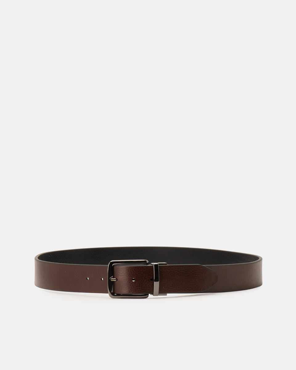 Cintura double fibbia girevole 4 cm Nerotesta di moro  - Cinture Uomo - Cinture - Cuoieria Fiorentina