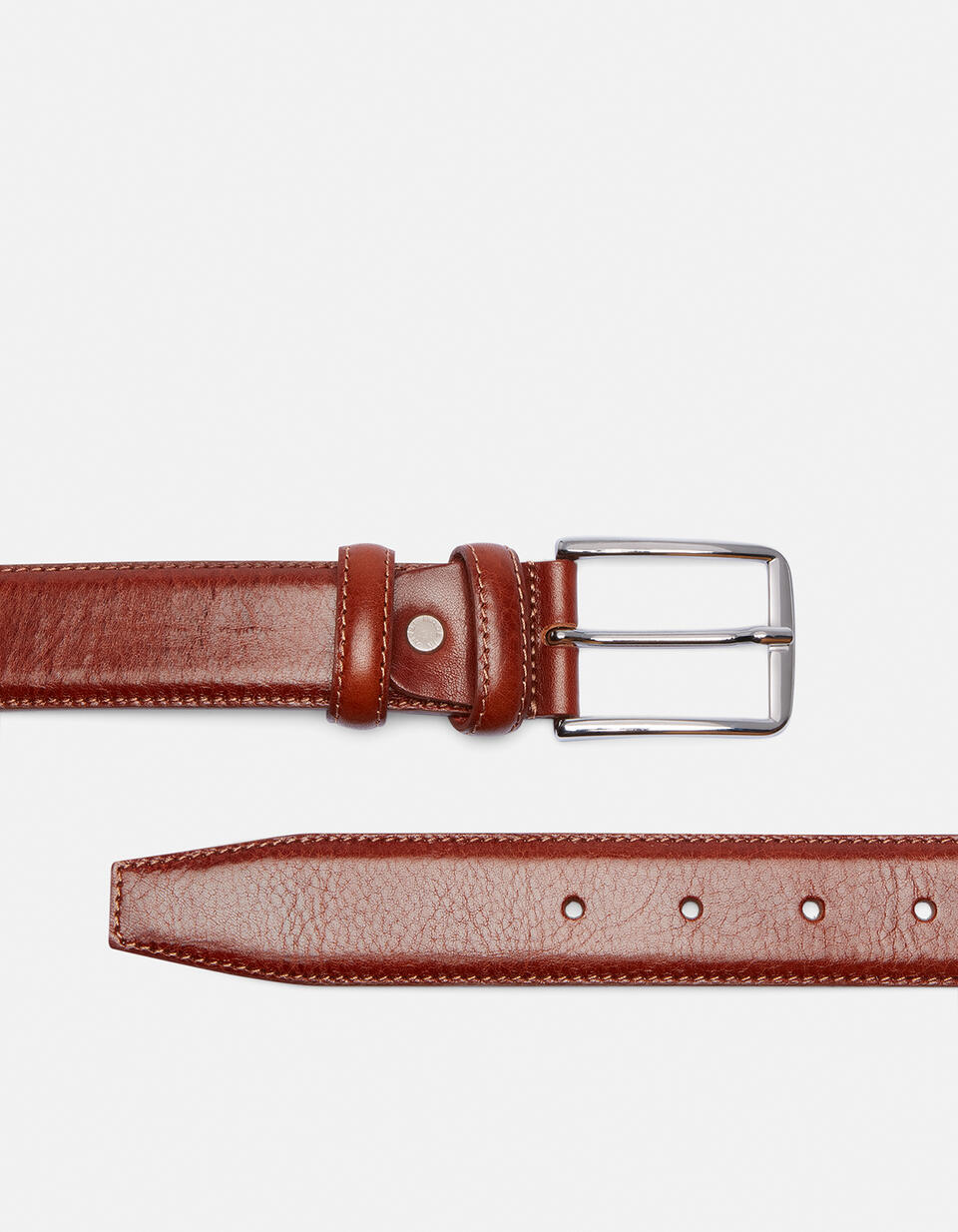 Cintura Elegante in Pelle con Punta quadra alta 3,5 cm MARRONE  - Cinture Uomo - Cinture - Cuoieria Fiorentina