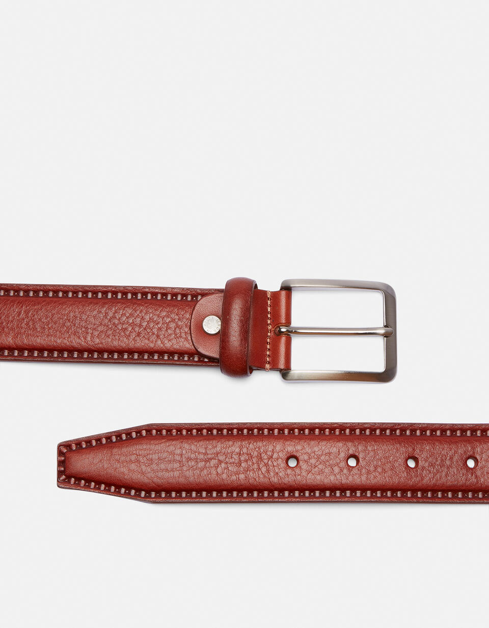 Cintura Classica in pelle con cucitura a contrasto Marrone  - Cinture Uomo - Cinture - Cuoieria Fiorentina