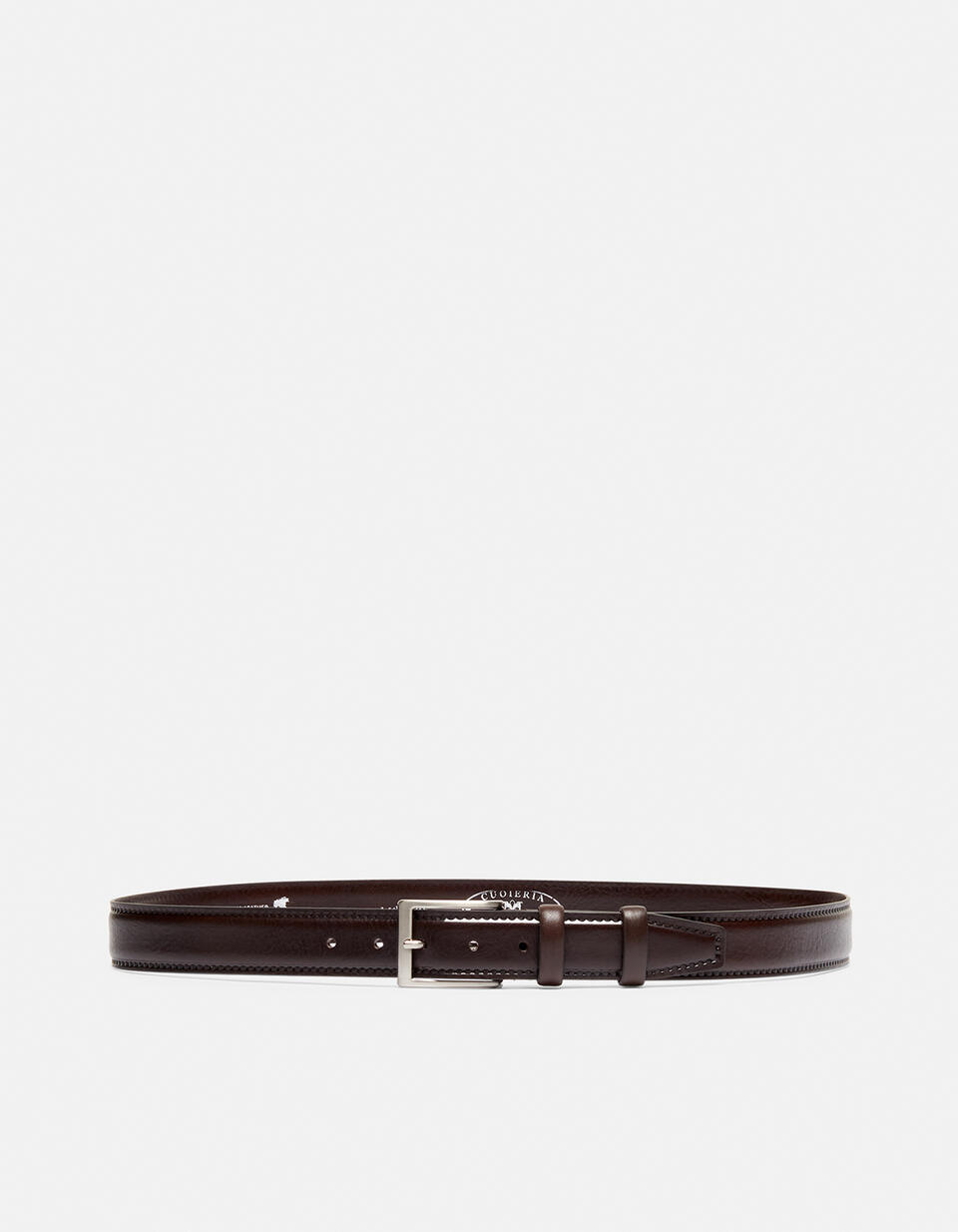 Cintura Classica in pelle con cucitura a contrasto Testa di moro  - Cinture Uomo - Cinture - Cuoieria Fiorentina